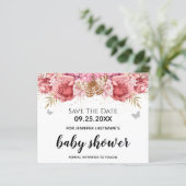 Papier Papillons roses Baby shower floral Enregistrer la (Debout devant)