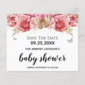 Papier Papillons roses Baby shower floral Enregistrer la (Devant)