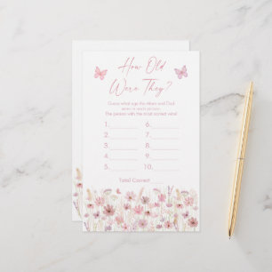 Papier Papillons roses fleurs sauvages jeu d'âge