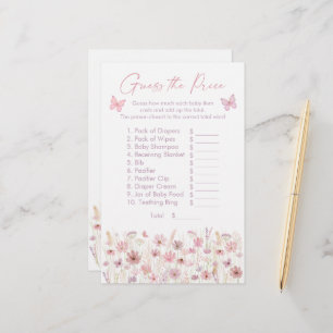 Papier Papillons roses Fleurs sauvages Jeu devinez le pri