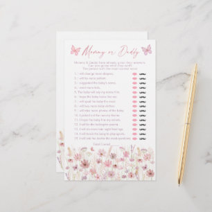 Papier Papillons roses fleurs sauvages jeu devinez qui a