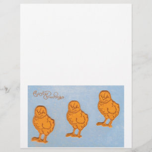 Papier Pâques Salutations poussins en Bleu