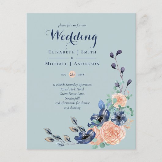 Papier Paradise Marine Corail Sage Faire-part de mariage  (Devant)