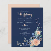 Papier Paradise Marine Coral Floral Mariage Invitations (Devant / Derrière)