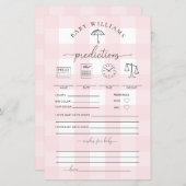 Papier Parapluie rose En vichy jeu de prédictions bébé (Devant / Derrière)