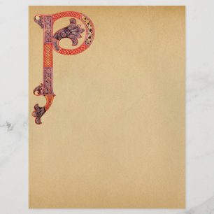 PAPIER PARCHEMENT DE MONOGRAMME P CELTIQUE