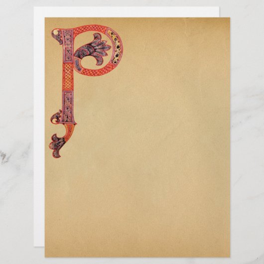 PAPIER PARCHEMENT DE MONOGRAMME P CELTIQUE (Devant / Derrière)