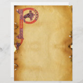 PAPIER PARCHEMENT DE MONOGRAMME P CELTIQUE (Devant / Derrière)