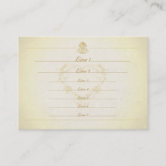 Papier parcheminé vintage de cartes de visite (Devant)