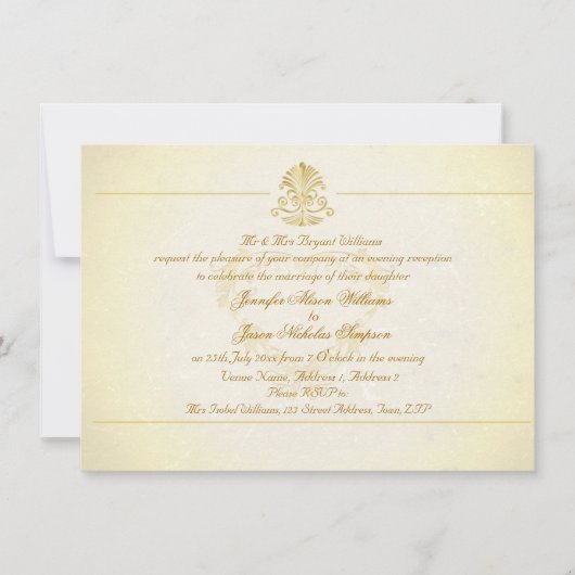 Papier parcheminé vintage de faire-part de mariage (Devant)