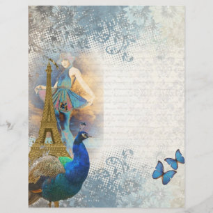 Papier Paris peacock collage