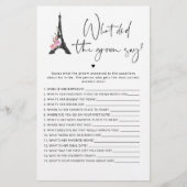 Papier Paris rose noir Qu'est-ce que le marié a dit jeu (Devant)