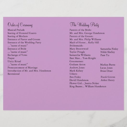 Papier Paris Twinkles Wedding Program (Dos)