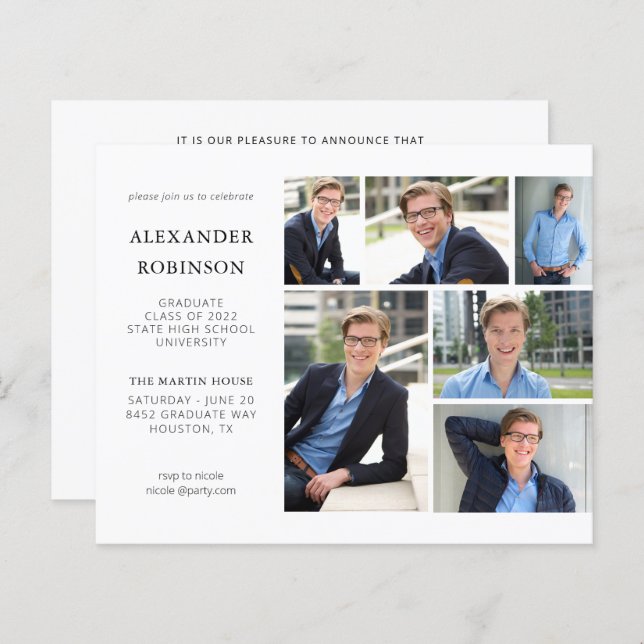 Papier Parti de Graduation Budget Moderne 6 Photo V2 (Devant / Derrière)