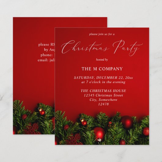 Papier Parti de Noël de l'Ornement Rouge Budget (Devant / Derrière)