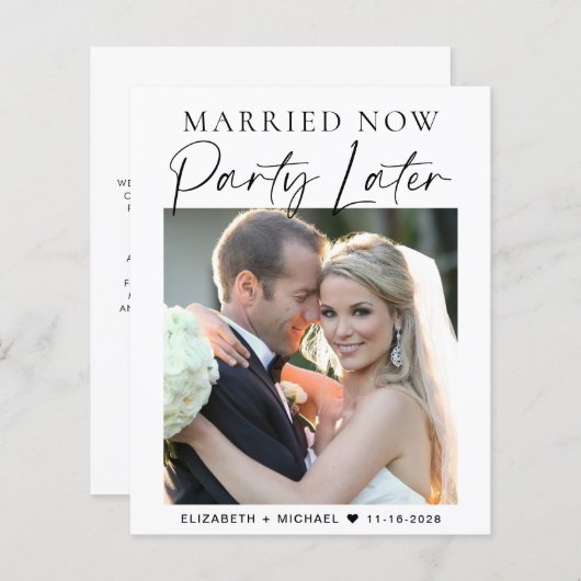 Papier Parti Marié Maintenant Plus Tard Photo Mariage (Devant / Derrière)