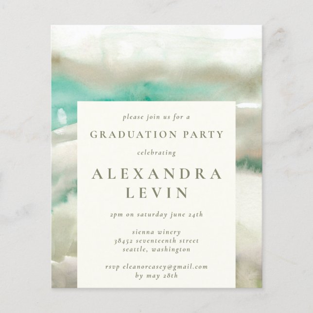 Papier Partie de graduation de l'aquarelle verte Abstrait (Devant)