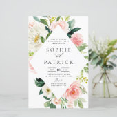 Papier Partie d'engagement de cadre floral blanc et blanc (Debout devant)