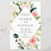 Papier Partie d'engagement de cadre floral blanc et blanc (Devant)