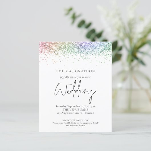 Papier Parties scintillant arc-en-ciel budget QR Code Mar (Debout devant)