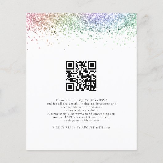 Papier Parties scintillant arc-en-ciel budget QR Code Mar (Dos)