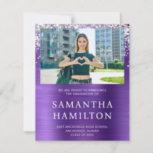 Papier Parties scintillant Argent Amethyst Photo Invitati