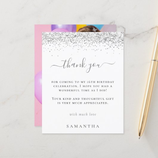 Papier Parties scintillant argent budget Doux photo 16 Me (Devant/Arrière en situation)