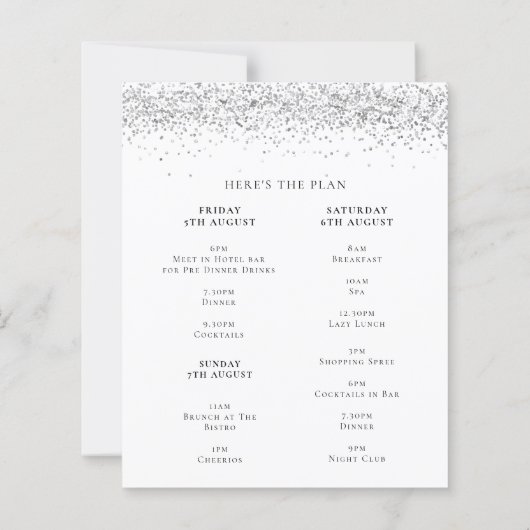 Papier Parties scintillant argent budget Hen Weekend Itin (Dos)