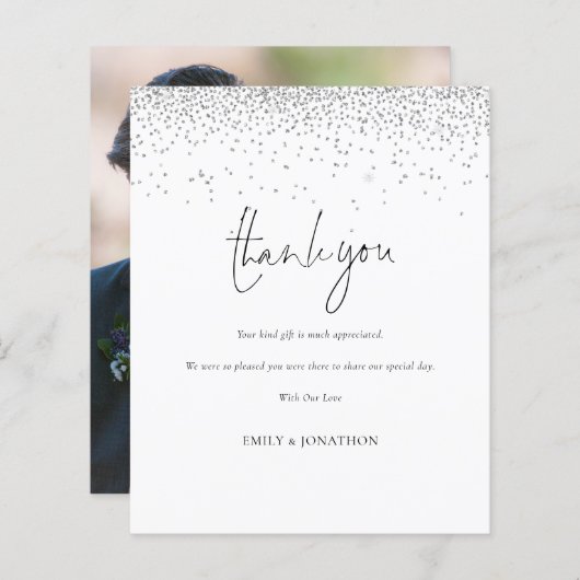 Papier Parties scintillant argent budget Mariage photo Me (Devant / Derrière)