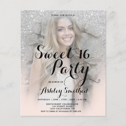 Papier Parties scintillant argent élégant budget photo Sw (Devant)