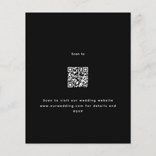 Papier Parties scintillant argent noir moderne QR RSVP bu (Dos)
