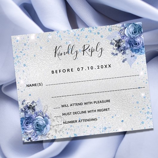 Papier Parties scintillant bleu argent floraux budget mar