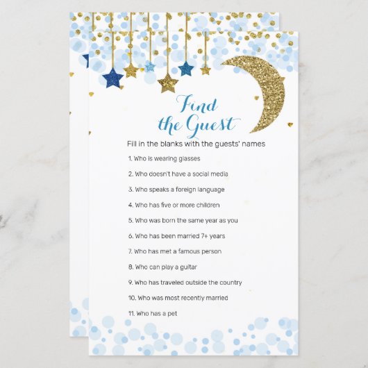 Papier Parties scintillant bleu lune Aquarelle Trouver le (Devant / Derrière)