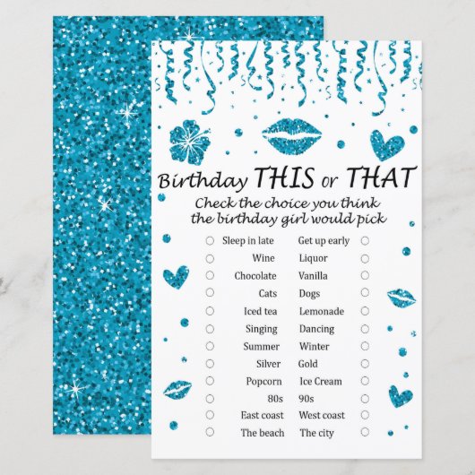 Papier Parties scintillant bleue Anniversaire de ce ou ce (Devant / Derrière)