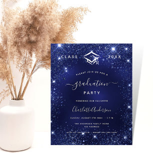 Papier Parties scintillant bleue marine invitation de gra