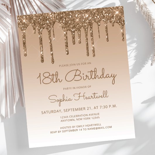 Papier Parties scintillant Budget Drip Gold 18e fête d'an