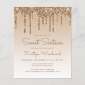 Papier Parties scintillant Budget Drip Gold Sweet 16 Invi (Devant)