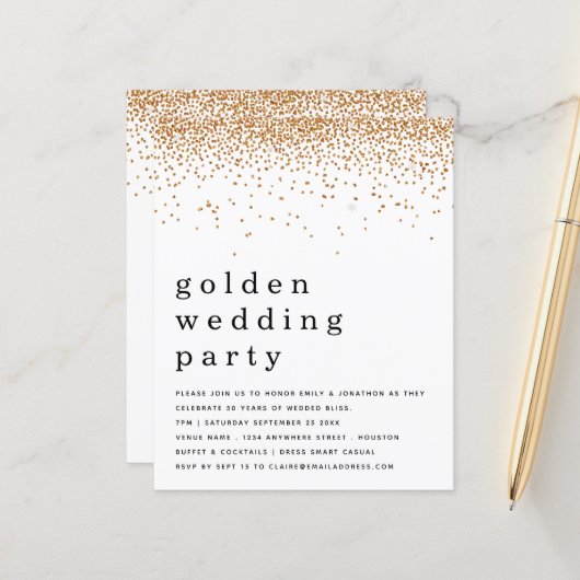 Papier Parties scintillant Budget Golden Wedding Party In (Devant/Arrière en situation)