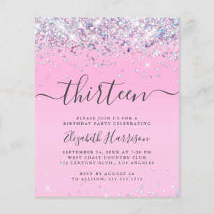 Papier Parties scintillant budgétaire 13e anniversaire de