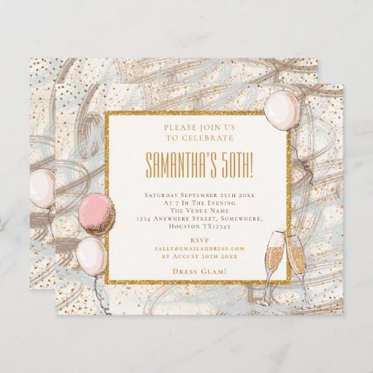 Papier Parties scintillant budgétaire 50e anniversaire In (Devant / Derrière)