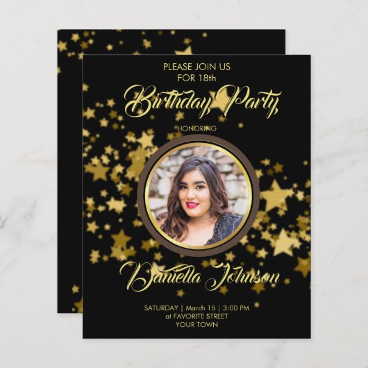 Papier Parties scintillant budgétaire confetti photo invi (Devant / Derrière)