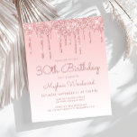 Papier Parties scintillant budgétaire Drip rose 30e anniv<br><div class="desc">Cette invitation branchée à 30e anniversaire présente une bordure étincelante rose faux parties scintillant et un arrière - plan rose sombre. Les mots "30th Birthday" et le nom de l'invité d'honneur apparaissent en écriture manuscrite rose décontractée, le reste du texte personnalisable en police rose sans serif. La même conception de...</div>