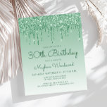 Papier Parties scintillant budgétaire Green 30e anniversa<br><div class="desc">Cette invitation trendy trentième anniversaire présente une bordure étincelante verte fausse parties scintillant et vert ombre arrière - plan. Les mots "30th Birthday" et le nom de l'invité d'honneur apparaissent dans un script décontracté d'écriture manuscrite verte, le reste du texte personnalisable dans la police verte sans serif. La même conception...</div>