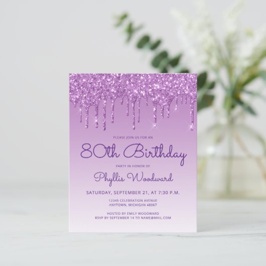 Papier Parties scintillant budgétaire pourpre 80e anniver (Debout devant)