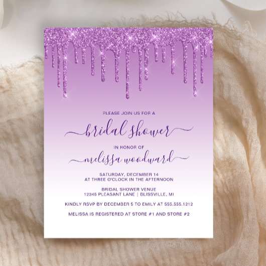 Papier Parties scintillant budgétaire Purple Bridal Showe