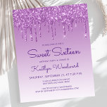 Papier Parties scintillant budgétaire Purple Sweet Purple<br><div class="desc">Cette invitation branchée à la fête d'anniversaire Sweet sixteen présente une frise brillante violette fausse parties scintillant et violet sombre arrière - plan. Les mots "Sweet sixteen" et le nom de l'invité d'honneur apparaissent dans un script décontracté d'écriture violet, le reste du texte personnalisable dans la police sans serif. La...</div>