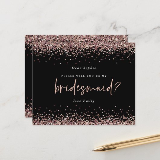 Papier Parties scintillant budgétaire Rose Gold Bridesmai (Devant/Arrière en situation)