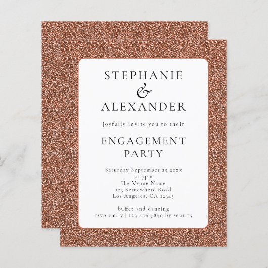 Papier Parties scintillant budgétaire Rose Gold White Eng (Devant / Derrière)