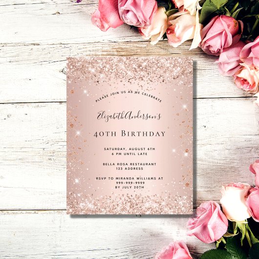 Papier Parties scintillant d'anniversaire budget blush ro