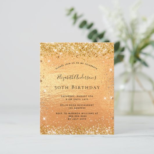 Papier Parties scintillant d'anniversaire budgétaire invi (Debout devant)